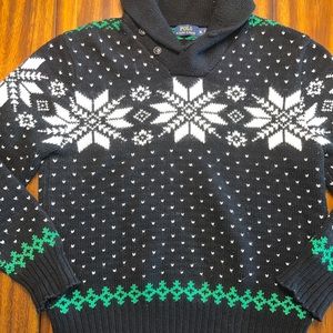 POLO RALPH LAUREN Men's Snowflake Fair Isle Sweater Black Size XL